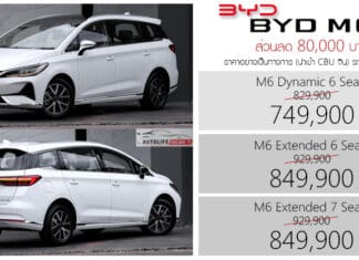 ส่วนลด 80,000 ! ราคาพิเศษ BYD M6 รถไฟฟ้า100% : 749,900 – 849,900 บาท MPV 6 ที่นั่ง Captain Seats / 7 ที่นั่ง BYD M6