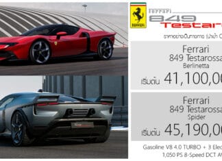 Ferrari 849 Testarossa ราคาอย่างเป็นทางการ เริ่มต้น 41,100,000 บาท | V8 4.0 เทอร์โบคู่ + มอเตอร์ไฟฟ้า 3 ตัว PHEV Ferrari 849 Testarossa