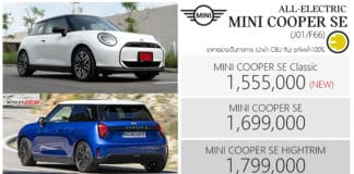 MINI Cooper SE รถไฟฟ้า100% ราคาอย่างเป็นทางการ 1,555,000 – 1,799,000 บาท | รุ่นย่อยใหม่ Classic MINI Cooper SE