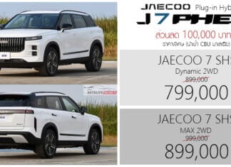 ส่วนลด 100,000 ! JAECOO 7 SHS PHEV ราคาพิเศษ : 799,000 – 899,000 บาท | Plug-in Hybrid แบต 18.3 kWh ชาร์จ DC 40 kW