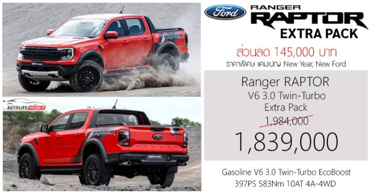 Ford Ranger Raptor Essentials Pack ส่วนลด 145,000 ! ราคาพิเศษ Ford Ranger RAPTOR Extra Pack : 1,839,000 ...