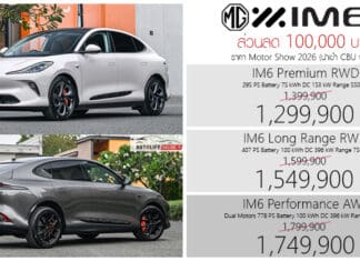 ส่วนลด 100,000 ! MG IM6 รถไฟฟ้า100% ราคาอย่างเป็นทางการ : 1,299,900 – 1,749,900 บาท | Motor Show 2026 MG IM6