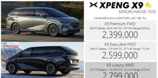 XPENG X9 Minorchange 2026 รถไฟฟ้า100% ราคาอย่างเป็นทางการ : 2,399,000 – 2,799,000 บาท | TURING AI Chip XPENG X9 Minorchange 2026