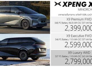 XPENG X9 Minorchange 2026 รถไฟฟ้า100% ราคาอย่างเป็นทางการ : 2,399,000 – 2,799,000 บาท | TURING AI Chip XPENG X9 Minorchange 2026