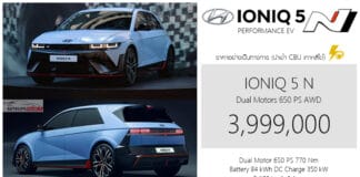 Hyundai IONIQ 5 N รถไฟฟ้า100% ราคาอย่างเป็นทางการ : 3,999,000 บาท (นำเข้า CBU) | 650 แรงม้า ชาร์จ DC 350 kW Hyundai IONIQ 5 N