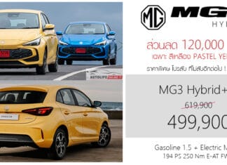 ส่วนลด 120,000 ! MG3 Hybrid+X ราคาพิเศษ : 499,900 บาท (ผลิตไทย) | เฉพาะสีเหลือง Pastel Yellow MG3 Hybrid