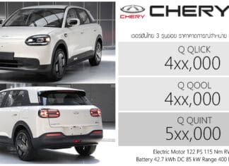 CHERY Q รถไฟฟ้า100% ราคาคาดการณ์ : 4xx,000 – 5xx,000 บาท | Hatchback 5 ประตู แบต 42.7 kWh ขับหลัง RWD