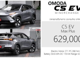 Omoda C5 EV (Minorchange 2026) ราคาอย่างเป็นทางการ : 629,000 บาท (ประกอบไทย) | แบต 50.6 kWh Omoda C5 EV