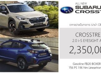 Subaru CROSSTREK (XV) 2.0 i-S EYESIGHT AWD ราคาอย่างเป็นทางการ : 2,350,000 บาท (นำเข้าทั้งคัน CBU ญี่ปุ่น)