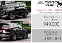 ปรับเพิ่ม 70,000 ! CHERY TIGGO 8 CSH PHEV ราคาอย่างเป็นทางการ : 949,000 – 1,069,000 บาท | SUV เบาะ 3 แถว 7 ที่นั่ง