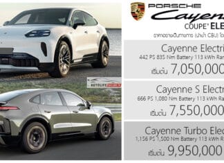 Porsche Cayenne Coupe Electric รถไฟฟ้า100% ราคาอย่างเป็นทางการ เริ่มต้น 7,050,000 – 9,950,000 บาท (นำเข้า CBU) Porsche Cayenne Coupe Electric