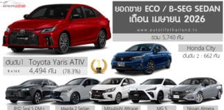 ยอดขาย ECO / B-Seg Sedan เดือน เมษายน 2026 รวม 5,740 คัน : Toyota Yaris ATIV ครองแชมป์ ยอดขาย