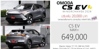 ปรับเพิ่ม 20,000 ! Omoda C5 EV (Minorchange 2026) ราคาอย่างเป็นทางการ : 649,000 บาท (ประกอบไทย) | มีผล 5 พฤษภาคม 2026 Omoda C5 EV