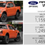 ภาพรถคันจริง – ราคาอย่างเป็นทางการ Ford Ranger Wildtrak (MY2026) / Wildtrak X : 1,159,000 – 1,469,000 บาท | ดีเซล V6 3.0 เทอร์โบ 4A-4WD Ford Ranger Wildtrak