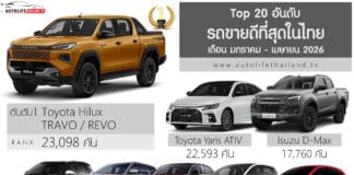 Top 20 อันดับ รถขายดีที่สุดในไทย (มกราคม-เมษายน 2026) : Toyota Hilux TRAVO / REVO ครองแชมป์ | Thailand Best Selling Cars Top 20