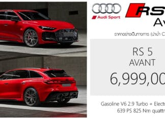Audi RS 5 AVANT ราคาอย่างเป็นทางการ : 6,999,000 บาท (นำเข้า CBU) | V6 2.9 TURBO PHEV 639 แรงม้า ขับ4 quattro Audi RS 5 Avant
