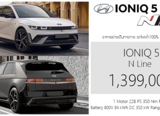 Hyundai IONIQ 5 N Line (2026) ราคาอย่างเป็นทางการ : 1,399,000 บาท (ประกอบไทย) | แบต 800V 84 kWh DC 350 kW