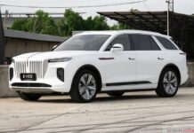 ภาพรถคันจริง HONGQI E-HS9 รถไฟฟ้า100% SUV 6 ที่นั่ง ราคาอย่างเป็นทางการ : 2,990,000 บาท | แบต 120 kWh มอเตอร์คู่ 449 แรงม้า ขับ4 HONGQI EHS-9