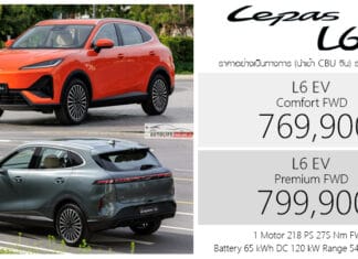 LEPAS L6 EV รถไฟฟ้า100% ราคาอย่างเป็นทางการ : 769,900 – 799,900 บาท (นำเข้า CBU จีน) | SUV แบต 65 kWh LEPAS L6