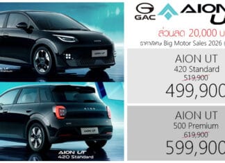 ส่วนลด 20,000 ! GAC AION UT รถไฟฟ้า100% ราคาพิเศษ : 499,900 – 599,900 บาท | Big Motor Sales 2026 GAC AION UT