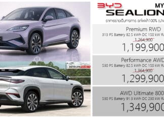 BYD Sealion 7 MY2026 รถไฟฟ้า100% ราคาอย่างเป็นทางกาาร : 1,199,900 – 1,349,900 บาท | รุ่นย่อยใหม่ AWD Ultimate 800V BYD Sealion 7
