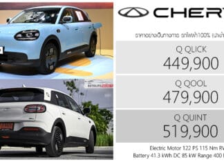 CHERY Q รถไฟฟ้า100% ราคาอย่างเป็นทางการ : 449,900 – 519,900 บาท (นำเข้า CBU จีน) | สีฟ้า Bubble Blue CHERY Q