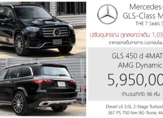 ถูกลง 1.03 ล้าน ! Mercedes-Benz GLS 450 d 4MATIC MY2026 ราคาอย่างเป็นทางการ : 5,950,000 บาท (ประกอบไทย) Mercedes-Benz GLS MY2026