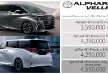 Toyota Alphard / Vellfire MY2026 ราคาอย่างเป็นทางการ : 3,590,000 – 4,590,000 บาท | ถูกลง 679,000 บาท ! Toyota Alphard Vellfire MY2026