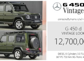 Mercedes-Benz G 450 d Vintage Look ราคาอย่างเป็นทางการ : 12,700,000 บาท (นำเข้า CBU) | ดีเซล 3.0 เทอร์โบ ขับ4 Mercedes-Benz G 450 d