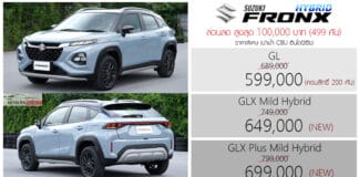 ส่วนลด 100,000 ! Suzuki FRONX GLX / GLX Plus ราคาพิเศษ : 599,000 – 699,000 บาท | จำนวนจำกัด 499 คัน Suzuki Fronx