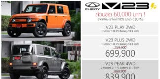 ส่วนลด 60,000 ! CHERY V23 รถไฟฟ้า100% ราคาพิเศษ : 699,900 – 839,900 บาท | วันนี้ – 31 ตุลาคม 2026 CHERY V23