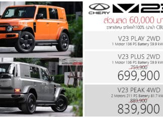 ส่วนลด 60,000 ! CHERY V23 รถไฟฟ้า100% ราคาพิเศษ : 699,900 – 839,900 บาท | วันนี้ – 31 ตุลาคม 2026 CHERY V23
