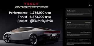 TESLA ROADSTER เปิดรับจองในไทย 178,000 บาท อัตราเร่ง 0-100 km/h 1.0 วินาที รถบินได้ ! TESLA ROADSTER
