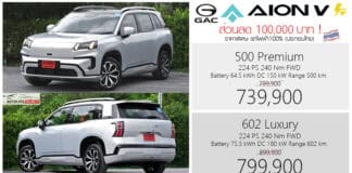 ส่วนลด 100,000 ! GAC AION V รถไฟฟ้า100% ราคา : 739,900 – 799,900 บาท (ประกอบไทย) | แคมเปญ Motor Expo 2026 GAC AION V