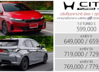 Honda City Minorchange 2026 (Sedan/Hatchback) ราคาอย่างเป็นทางการ : 599,000 – 779,000 บาท | ปรับเป็นราคาปกติ มีผล 1 ตุลาคม 2026 Honda City Minorchange 2026