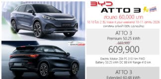ส่วนลด 60,000 ! ราคาพิเศษ BYD ATTO 3 รถไฟฟ้า100% : 609,900 บาท (ประกอบไทย) | โปร 10.10 2 วัน 10-11 ตุลาคม 2026