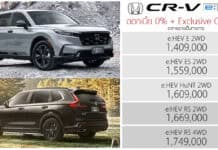 Honda CR-V e:HEV ราคาอย่างเป็นทางการ : 1,409,000 – 1,749,000 บาท | ดอกเบี้ย 0% + Exclusive Care 5 ปี Honda CR-V e:HEV