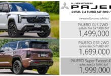All NEW Mitsubishi PAJERO ราคาอย่างเป็นทางการ : 1,499,000 – 1,999,000 บาท | ดีเซล 2.4 TURBO 8AT 2WD / S-AWC 4WD